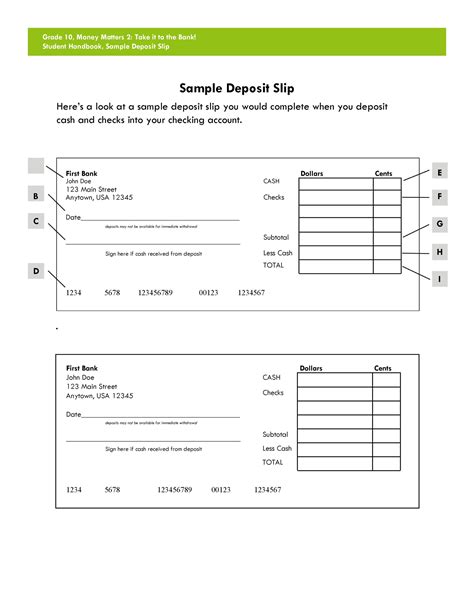Blank Deposit Slips Printable