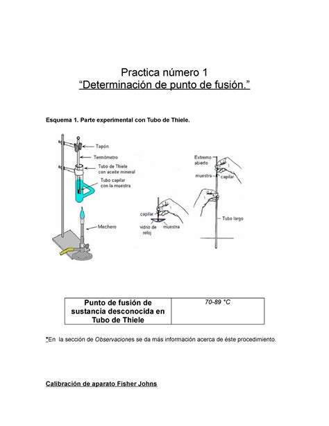 Practica 1 Punto De Fusión Practica Número 1 “determinación De Punto