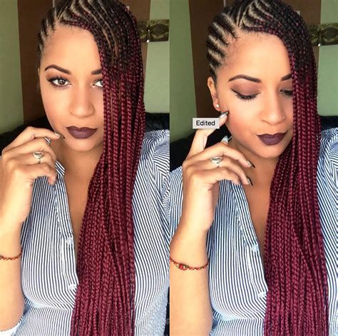 Did you know that braids and braided updo hairstyles in the qing dynasty were mandatory for men or. Dope red ombre braids @eugenze - Black Hair Information