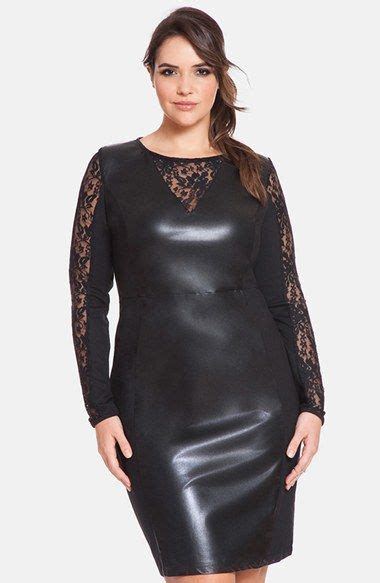 Eloquii Lace And Faux Leather Sheath Dress Plus Size Nordstrom