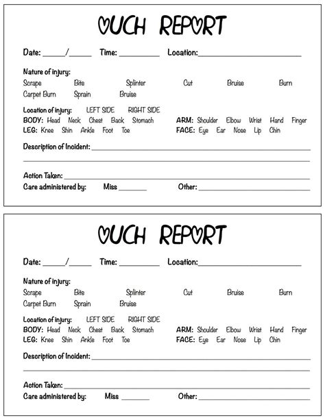 Free Downloadable Toddler Daily Report Template For Childcare Centers