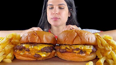 Burgers And Fries Mukbang Asmr Youtube