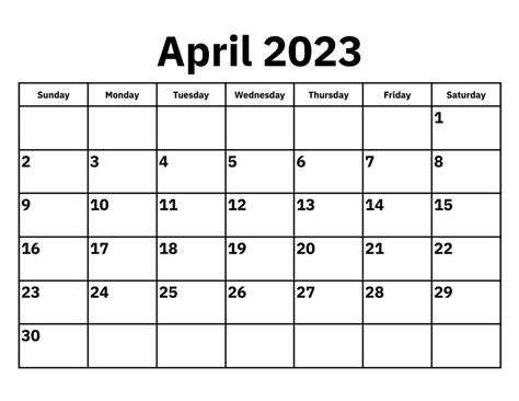 Free Blank Printable April 2023 Calendar With Holidays Pdf
