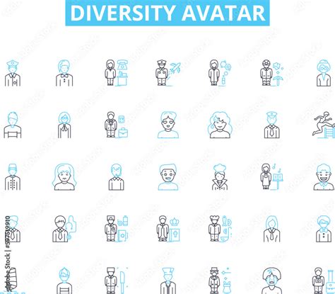 Diversity Avatar Linear Icons Set Inclusivity Representation