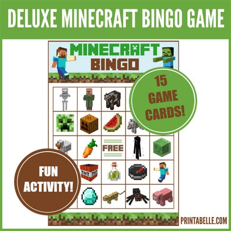 Minecraft Bingo Game Printable Deluxe Pack Minecraft Bingo