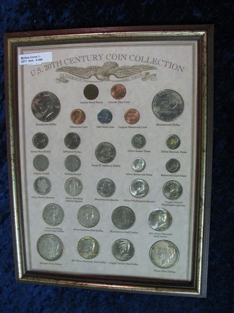499 Us 20th Century Type Coin Collection In Glass Frame