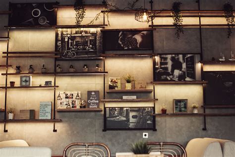 Faux Concrete Wall | Coffee shop decor, Coffee shop, Vintage coffee shops