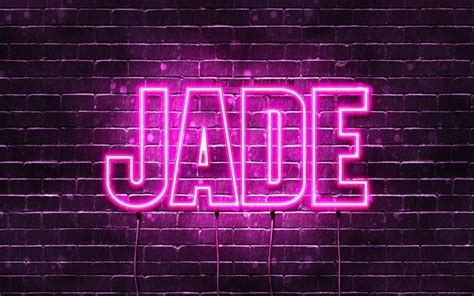 Download Wallpapers Jade 4k Wallpapers With Names Female Names Jade Name Purple Neon Lights