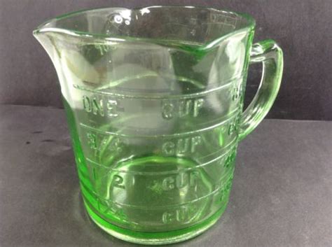 Vintage Hazel Atlas Green Depression Era Glass One Cup Measure Rare