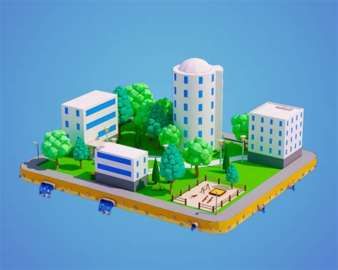 Low Poly City Block 3d Model In Buildings 3dexport