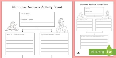 Character Analysis Activity L Enseignant A Fait Twinkl