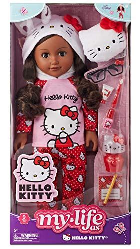 my life as hello kitty doll african american 18 inch poseable doll with cute hooded pajamas