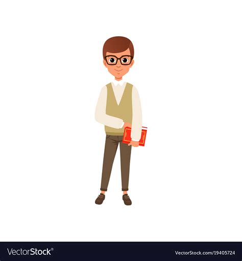 Cartoon Character Of Smart Teen Boy In Glasses Vector Image