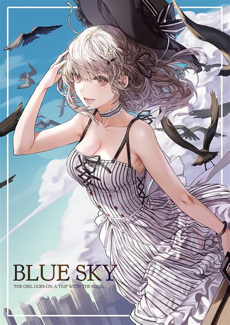 Portrait Display Anime Anime Girls Sky Birds Original Characters