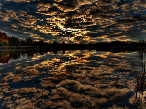 Wallpaper Sunlight Sunset Sea Lake Nature Reflection Sky