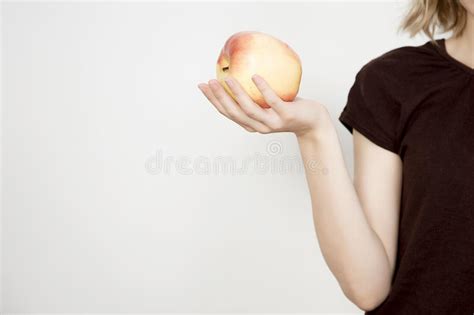 Girl And Apple Stock Image Image Of Apple Hand Lifestyle 91983075