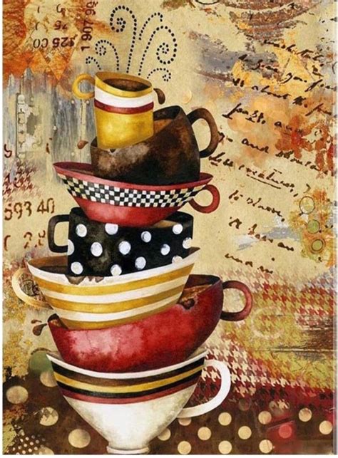 Coffee shops, or coffee houses as they are sometimes called, started appearing in africa in the ninth century. US Seller. 50x40cm. Stacked Teacups, Vintage Inspired ...