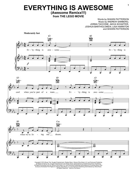 Everything Is Awesome Awesome Remixx Sheet Music Direct