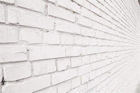 Fresh White Brick Wall Background In Perspective Stock Photo By