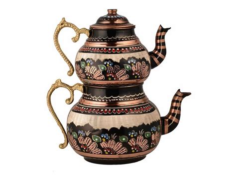 Embroidered Copper Turkish Tea Pot TurkishBOX Tea Pots Tea Pots