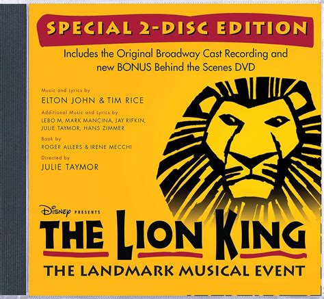 Lion King On Broadway Obc Original Broadway Cast Amazones Cds