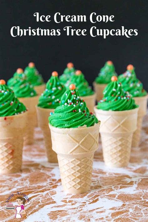 Cookie recipes delicious desserts dessert recipes yummy food christmas cooking christmas desserts biscuits. Ice Cream Cone Christmas Tree Cupcakes - Veena Azmanov