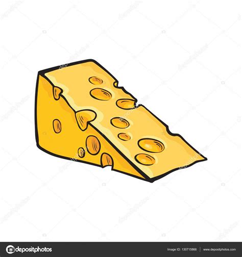 Hand Drawn Piece Of Swiss Cheese Sketch Style Vector Illustration