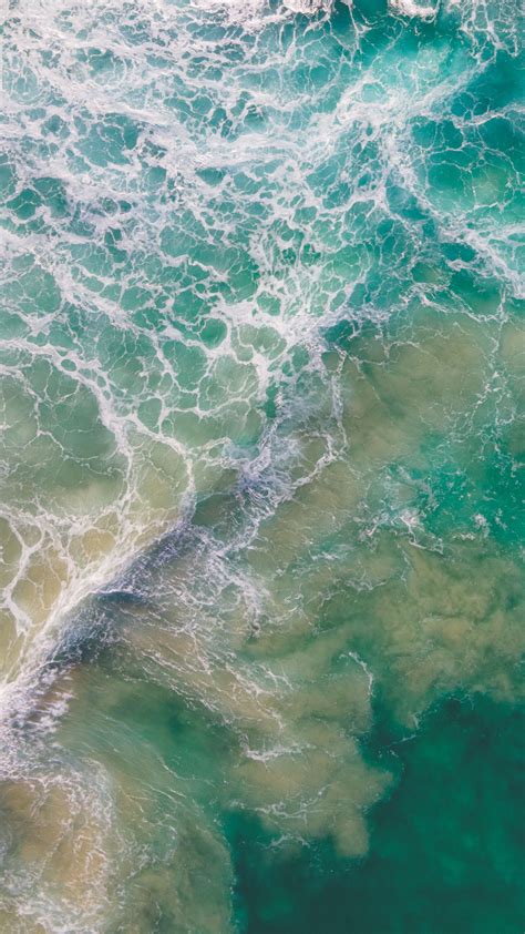 Download Wallpaper 2160x3840 Ocean Waves Aerial View Water Samsung