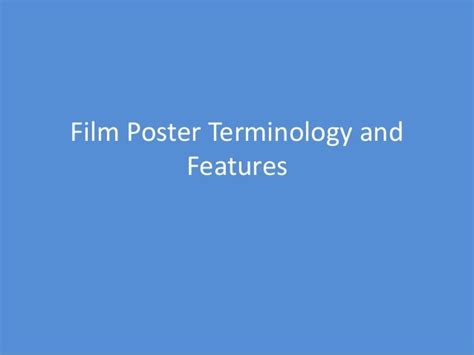 Film Poster Terminology And Features