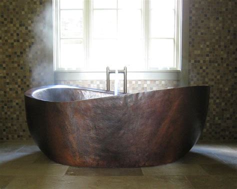 Reversible drain deep soaking tub in arctic. soaking tubs free standing | Custom Copper Soaking Tub ...