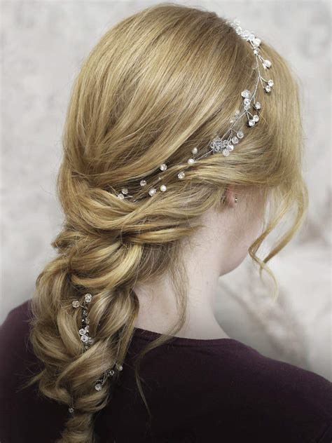 Yean Bride Crystal Wedding Hair Vine Pearl Bridal Long
