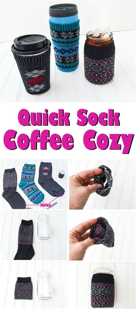 The Instructions For How To Make Sock Coffee Cozyies Are Shown In This