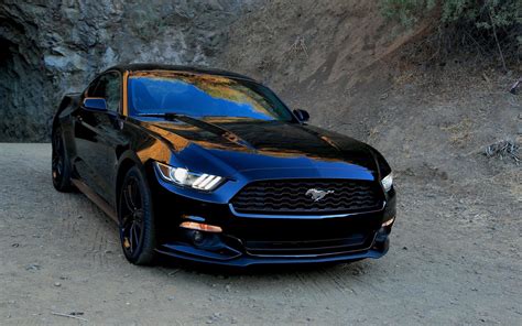 Tapety Ford Mustang Czarny Widok Z Przodu Sport Hd Panoramiczny