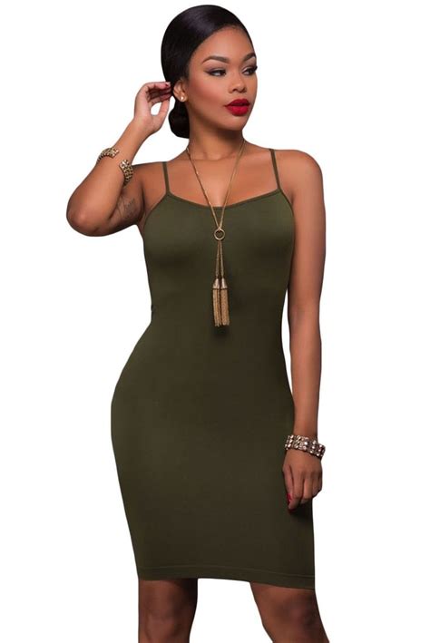 Army Green Seamless Bodycon Dress Fashion Womens Dresses Nice Dresses