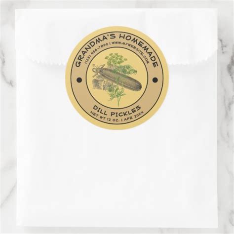 Vintage Homemade Dill Pickles Label Template Zazzle