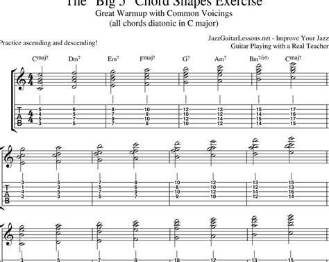 Jazz Guitar Chords The Big Five Is An Effective Warmup