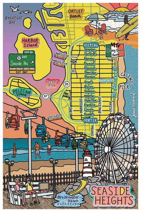 Map Of Seaside Heights New Jerseysic Beach Town Nj Beaches