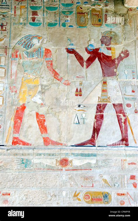 Offerings To Horus Hieroglyphic Symbols At The Mortuary Temple Of Queen Hatshepsut Deir El
