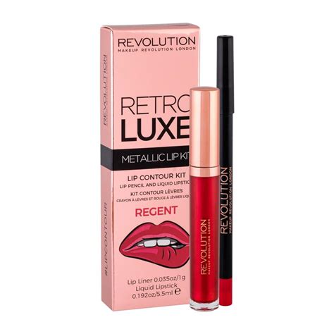 Makeup Revolution London Retro Luxe Metallic Lip Kit Set Cadou Parfimoro