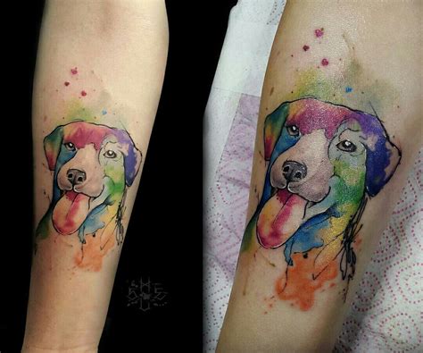 Dog Watercolour Tattoo Cat And Dog Tattoo Dog Tattoos Dog Memorial