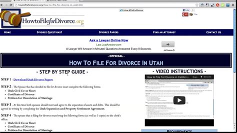 Instructions on how to complete or start a do it yourself divorce are included, as well as fill in the blank divorce forms to file with your local county family divorce court. Free Utah Divorce Papers and Forms - YouTube