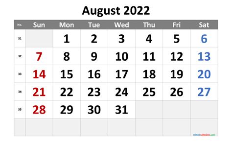 August Printable Calendar Free Printable Calendar Com August