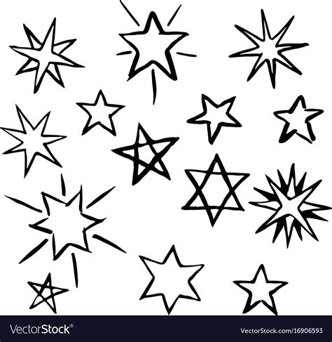 Set Of Hand Drawn Stars Royalty Free Vector Image