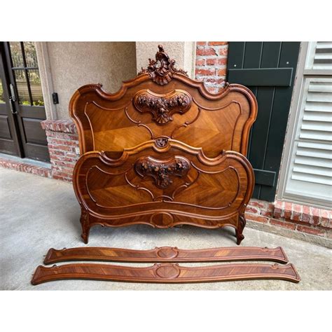 19th Century French Louis Xv Bed Carved Walnut Rococo European Size