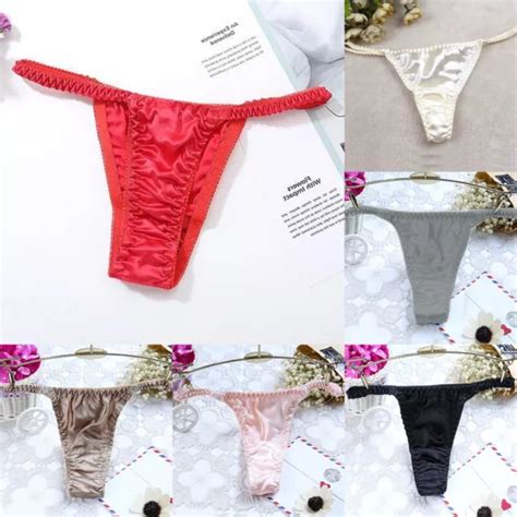 Women Silk Satin Panties Sexy Lace G String Thong Briefs Underwear Knickers Picclick