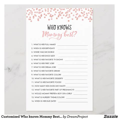 Editable Who Knows Mommy Best Baby Shower Game Zazzle Baby Shower