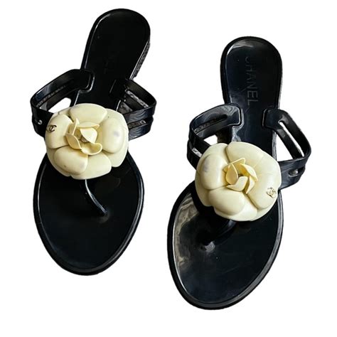 Chanel Shoes Authentic Chanel Camellia Accent Jelly Slide Sandals