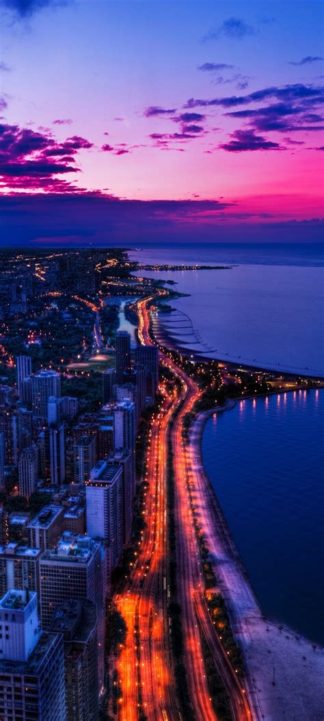 1080x2400 Chicago City View At Sunset 1080x2400 Resolution Wallpaper