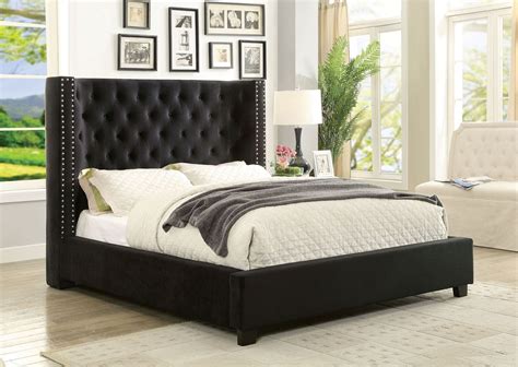 Cierra Black King Upholstered Platform Bed From Furniture Of America