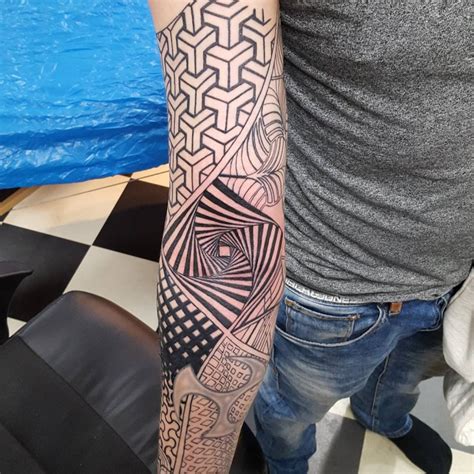 Geometric Arm Sleeve Tattoo